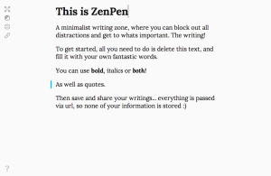A ZenPen nyitóoldala