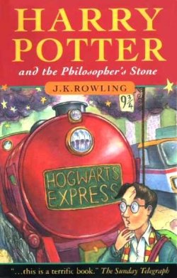 A Harry Potter és a bölcsek köve egyik első angol kiadásának borítója (forrás: wikipedia)